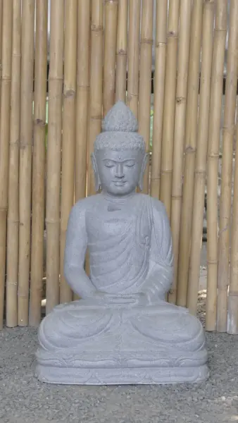 Product image of the product “Seated Buddha made of Riverstone in Dhyana position - gesture of meditation, H.83 cm, natural. ”